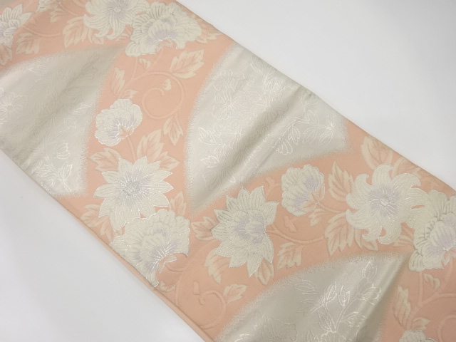 JAPANESE KIMONO / ANTIQUE FUKURO OBI / SILK / WOVEN FLORAL ARABESQUE